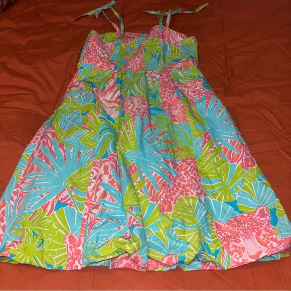 NWOT Lily Pulitzer Tie Shoulder Sundress Multicolored Print Girls Size 12 - Picture 3 of 8